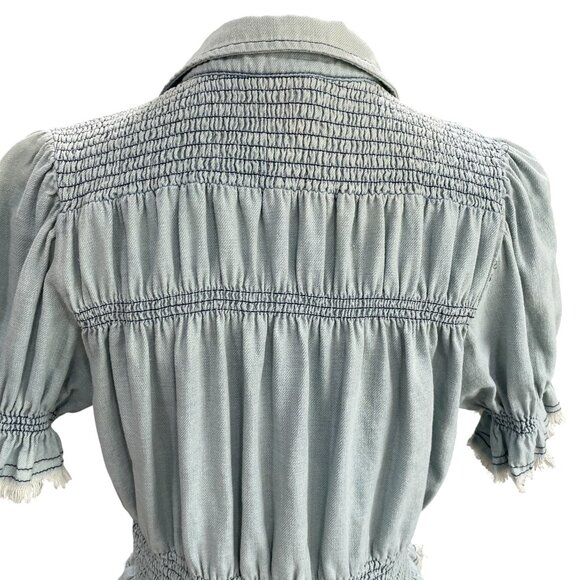 Pilcro Smocked Peplum Puff Sleeve Top Coquette Soft Romantic Dainty Cottagecore - Picture 8 of 10